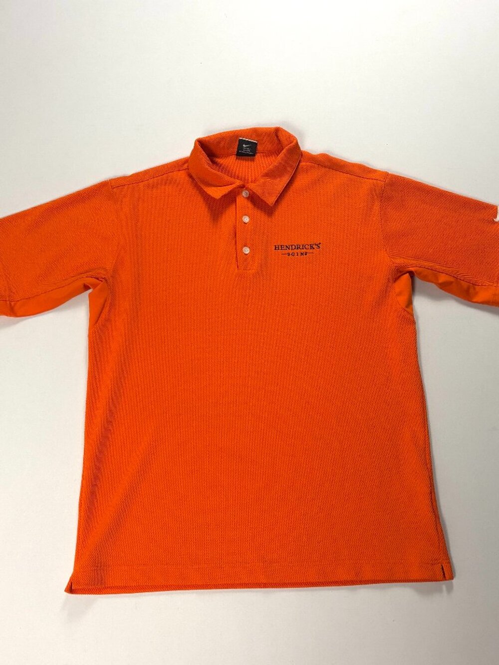 Nike Fit Dry Mens Hendrick's Gin Textured Polo Shirt Orange Sz L Golf Logo